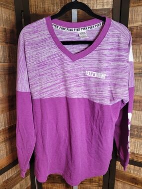 PINK Victoria's Secret Heathered Lavender and Purple V-Neck Pullover